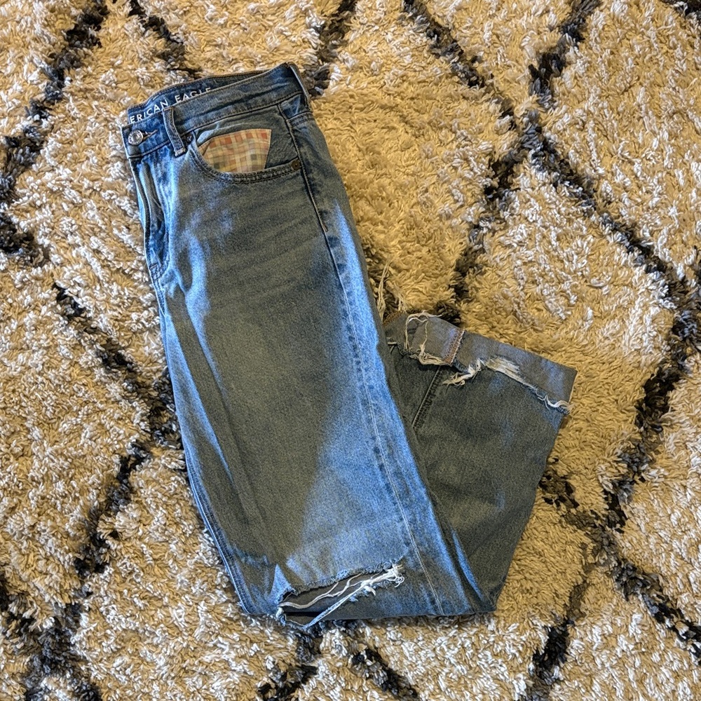 American Eagle 90s Straight Patchwork Jeans